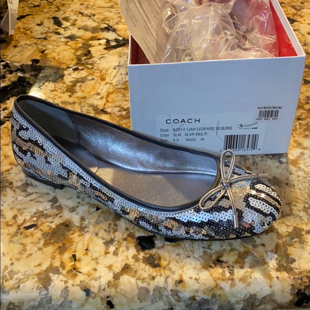 Coach leopard sequin flats